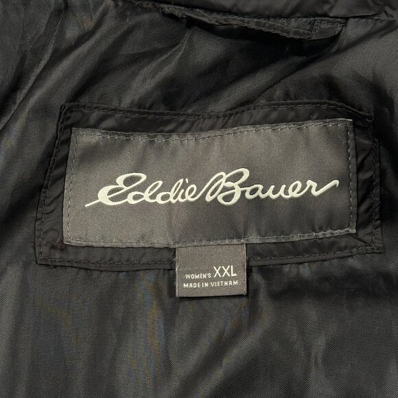 Eddie Bauer Jacket Womens XXL Two Tone Colorblock Down Puffer Coat Black Gray - Picture 2 of 10